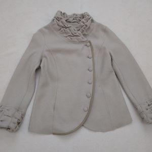 Peruvian alpaca wool leather trim asymmetric